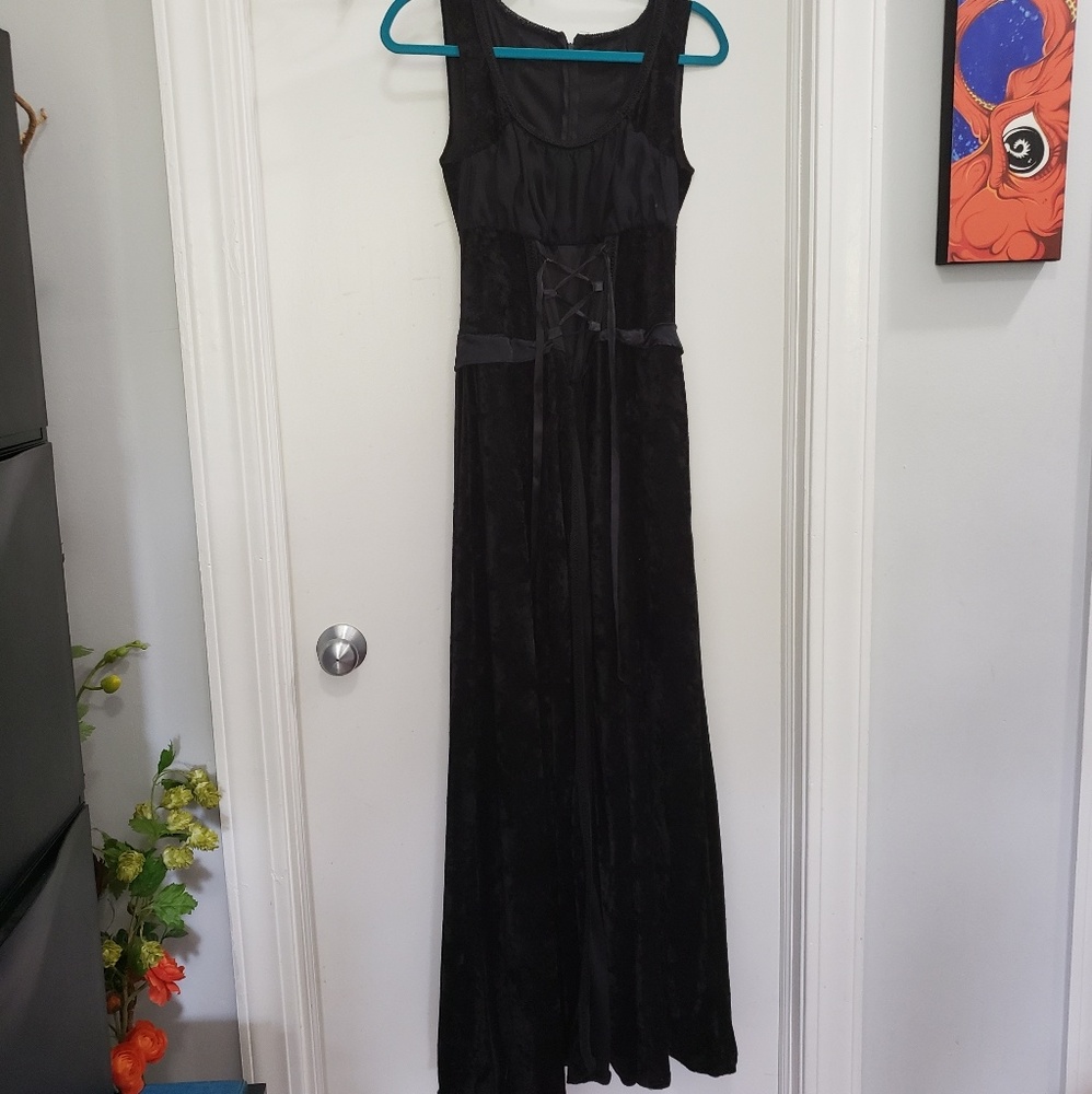 Long velvet goth dress gothic corset gown